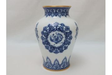 大倉陶園(OKURA、OAC)　呉須　鳳凰紋　明正會50周年　15cm花器(箱なし、花瓶、フラワーベース、花入、白磁)(R-062919)