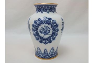 大倉陶園(OKURA、OAC)　呉須　鳳凰紋　明正會50周年　15cm花器(箱なし、花瓶、フラワーベース、花入、白磁)(R-062919)