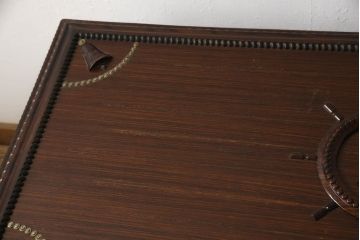 ビンテージ家具　縞黒檀(シマコクタン)材　唐木　激重!!豪華な装飾が重厚な雰囲気を醸し出す収納箱(宝箱、収納ボックス、サイドボード、ヴィンテージ)(R-062924)