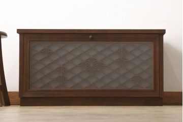 ラフジュ工房オリジナル　古建具リメイク　組子欄間　フラップダウン扉のテレビ台(ローボード、テレビボード、サイドボード、戸棚、収納棚)(R-062931)