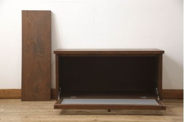 ラフジュ工房オリジナル　古建具リメイク　組子欄間　フラップダウン扉のテレビ台(ローボード、テレビボード、サイドボード、戸棚、収納棚)(R-062931)