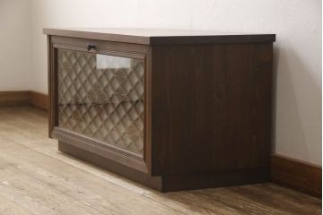 ラフジュ工房オリジナル　古建具リメイク　組子欄間　フラップダウン扉のテレビ台(ローボード、テレビボード、サイドボード、戸棚、収納棚)(R-062931)