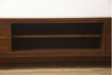 ラフジュ工房オリジナル　古建具リメイク　丸くくり抜かれた建具がモダンなサイドボード(ローボード、リビングボード、テレビボード、戸棚、収納棚)(R-062932)