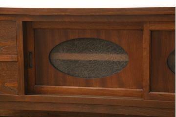 ラフジュ工房オリジナル　古建具リメイク　丸くくり抜かれた建具がモダンなサイドボード(ローボード、リビングボード、テレビボード、戸棚、収納棚)(R-062932)