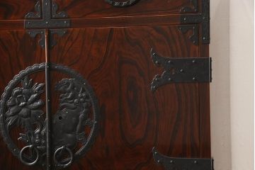 中古　渡辺家具店　漆塗り　美しい杢目と木地呂塗りの艶やかな木肌が美しい仙台箪笥(和タンス、整理箪笥、衣装たんす、小箪笥、引き出し、サイドチェスト)(R-062939)