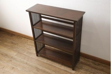 中古　松本民芸家具　#117型　和モダンスタイルにおすすめ!格子が魅力的なオープンラック(飾り棚、本棚、書棚)(R-062941)