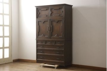中古　美品　永田良介商店　クラシカルでモダンなデザインが珍しい着物箪笥(和タンス、衣装箪笥、衣装盆、収納箪笥、引き出し)(R-062946)