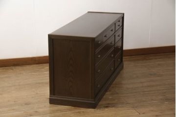 中古　美品　内部国産桐材　タモ材　職人手造りの高級品!!造りが良いローチェスト(引き出し、ローボード、リビングボード)(R-062947)