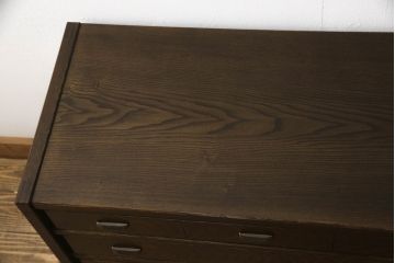 中古　美品　内部国産桐材　タモ材　職人手造りの高級品!!造りが良いローチェスト(引き出し、ローボード、リビングボード)(R-062947)