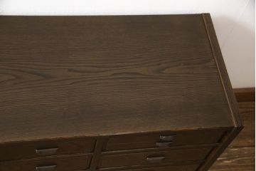 中古　美品　内部国産桐材　タモ材　職人手造りの高級品!!造りが良いローチェスト(引き出し、ローボード、リビングボード)(R-062947)