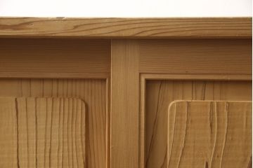 和製ビンテージ　総杉無垢材　鏡板一枚板　杢目が美しい下駄箱(ヴィンテージ、戸棚、収納棚)(R-062959)