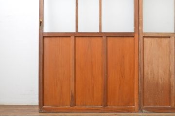 アンティーク建具　大正ロマンの雰囲気香るガラス戸2枚セット(引き戸)(R-062962)