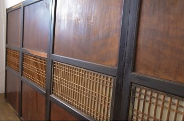 アンティーク建具　上品な和の趣を演出する障子帯戸4枚セット(引き戸、障子戸)(R-062964)