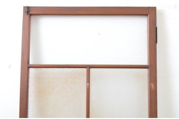 アンティーク建具　木の風合いが味わい深いガラス扉1枚(ドア、木製扉)(R-062965)