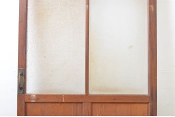アンティーク建具　木の風合いが味わい深いガラス扉1枚(ドア、木製扉)(R-062965)