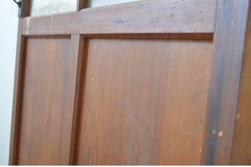 アンティーク建具　木の風合いが味わい深いガラス扉1枚(ドア、木製扉)(R-062965)