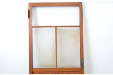 アンティーク建具　木の風合いが味わい深いガラス扉1枚(ドア、木製扉)(R-062965)