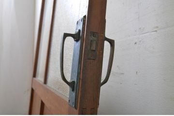 アンティーク建具　木の風合いが味わい深いガラス扉1枚(ドア、木製扉)(R-062965)