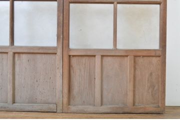 アンティーク建具　どこか懐かしい雰囲気漂う幅狭ガラス戸3枚セット(引き戸)(R-062966)