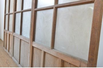アンティーク建具　どこか懐かしい雰囲気漂う幅狭ガラス戸3枚セット(引き戸)(R-062966)