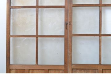 アンティーク建具　どこか懐かしい雰囲気漂う幅狭ガラス戸3枚セット(引き戸)(R-062966)