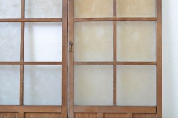 アンティーク建具　どこか懐かしい雰囲気漂う幅狭ガラス戸3枚セット(引き戸)(R-062966)