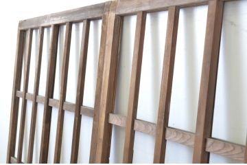 アンティーク建具　和の空間づくりにおすすめの玄関戸2枚セット(荒格子戸、引き戸、ガラス戸)(R-062967)