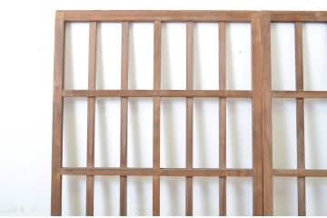 アンティーク建具　和の空間づくりにおすすめの玄関戸2枚セット(荒格子戸、引き戸、ガラス戸)(R-062967)
