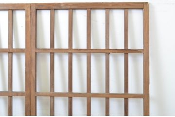 アンティーク建具　和の空間づくりにおすすめの玄関戸2枚セット(荒格子戸、引き戸、ガラス戸)(R-062967)