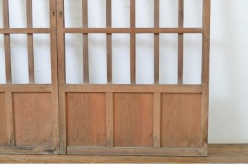 アンティーク建具　和の空間づくりにおすすめの玄関戸2枚セット(荒格子戸、引き戸、ガラス戸)(R-062967)