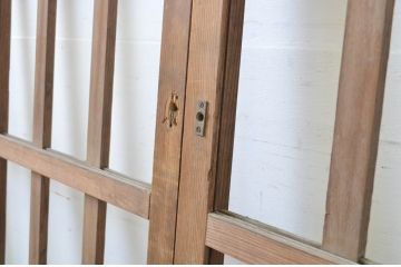 アンティーク建具　和の空間づくりにおすすめの玄関戸2枚セット(荒格子戸、引き戸、ガラス戸)(R-062967)