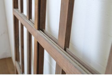アンティーク建具　和の空間づくりにおすすめの玄関戸2枚セット(荒格子戸、引き戸、ガラス戸)(R-062967)