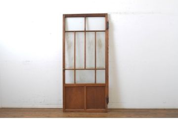 アンティーク建具　大正ロマン溢れるお洒落なガラス扉1枚(ドア、木製扉)(R-062968)