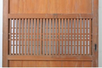 アンティーク建具　和の趣あふれる裏障子付き格子帯戸1枚(引き戸、格子戸)(R-062969)