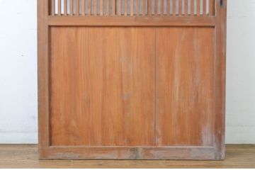 アンティーク建具　和の趣あふれる裏障子付き格子帯戸1枚(引き戸、格子戸)(R-062969)