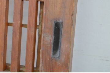 アンティーク建具　和の趣あふれる裏障子付き格子帯戸1枚(引き戸、格子戸)(R-062969)