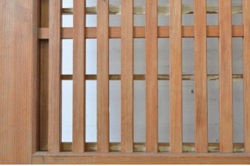アンティーク建具　和の趣あふれる裏障子付き格子帯戸1枚(引き戸、格子戸)(R-062969)