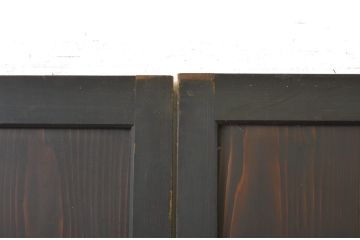 アンティーク建具　深みのある色合いが魅力的な格子帯戸2枚セット(格子戸、引き戸)(R-062970)