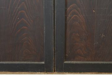 アンティーク建具　深みのある色合いが魅力的な格子帯戸2枚セット(格子戸、引き戸)(R-062970)