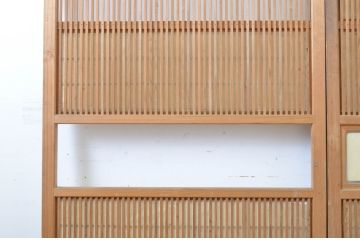 アンティーク建具　情緒ある和の雰囲気作りにおすすめの裏障子戸付き格子戸2枚セット(ガラス帯戸、障子戸、引き戸)(R-062972)