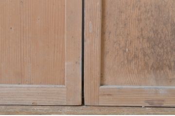 アンティーク建具　情緒ある和の雰囲気作りにおすすめの裏障子戸付き格子戸2枚セット(ガラス帯戸、障子戸、引き戸)(R-062972)
