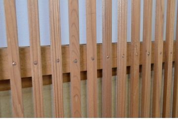 アンティーク建具　情緒ある和の雰囲気作りにおすすめの裏障子戸付き格子戸2枚セット(ガラス帯戸、障子戸、引き戸)(R-062972)