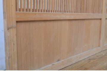 アンティーク建具　情緒ある和の雰囲気作りにおすすめの裏障子戸付き格子戸2枚セット(ガラス帯戸、障子戸、引き戸)(R-062972)