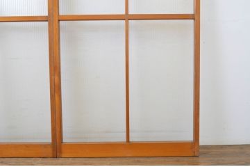 アンティーク建具　柔らかな印象のモールガラス引き戸2枚セット(ガラス戸)(R-062973)