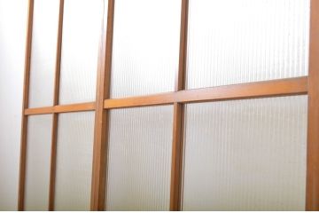 アンティーク建具　柔らかな印象のモールガラス引き戸2枚セット(ガラス戸)(R-062973)