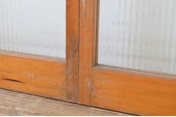 アンティーク建具　柔らかな印象のモールガラス引き戸2枚セット(ガラス戸)(R-062973)