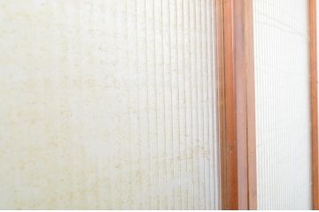 アンティーク建具　柔らかな印象のモールガラス引き戸2枚セット(ガラス戸)(R-062973)