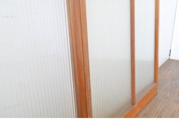 アンティーク建具　柔らかな印象のモールガラス引き戸2枚セット(ガラス戸)(R-062973)
