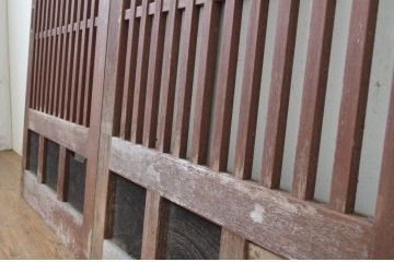 アンティーク建具　和の空間づくりにおすすめ!玄関戸2枚セット(荒格子戸、引き戸、ガラス戸)(R-062974)
