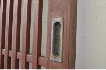 アンティーク建具　和の空間づくりにおすすめ!玄関戸2枚セット(荒格子戸、引き戸、ガラス戸)(R-062974)
